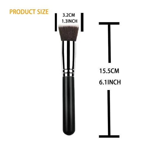 Miniatura 6 de Brocha de base plana Kabuki, herramienta cosmética suave de alta calidad, color negro