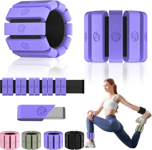 Miniatura 26 de Pesas de muñeca ajustables para mujeres y hombres, pesas de pierna para mujeres de 0.75lb-1lb-1.3lb cada una para caminar, yoga, danza, barre