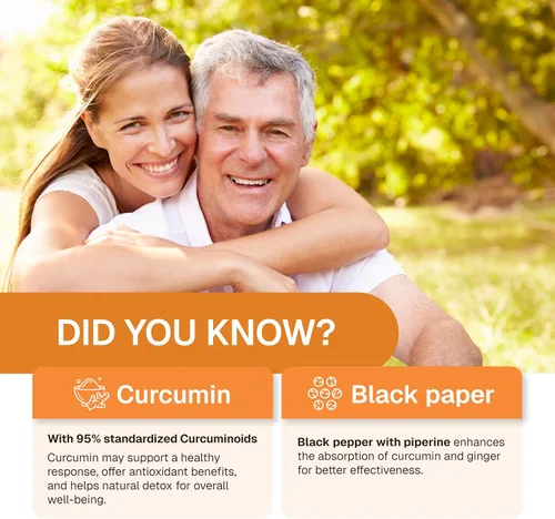 Miniatura 5 de Curcumina de cúrcuma 90 cápsulas vegetales con pimienta negra y jengibre para una mejor absorción 100% pura y natural Fabricado en la India
