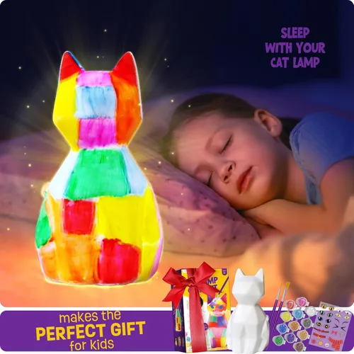Miniatura 6 de Pinta tu propia lámpara de gato, artes y manualidades para niños de 8 a 12 años, kit de suministros de arte para pintar para niños de 6 a 12 años