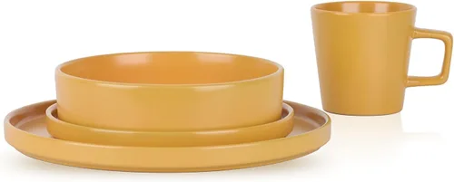 Miniatura 9 de Stone Lain Cleo Modern - Juego de vajilla de cerámica de 32 piezas, platos y cuencos, cuencos para pasta, servicio de platos para 8, color amarillo