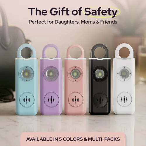 Miniatura 8 de Alarma de seguridad personal Weten para mujeres - Sirena de pánico de 130 dB de volumen alto en llavero, paquete de 3 unidades - Silbato