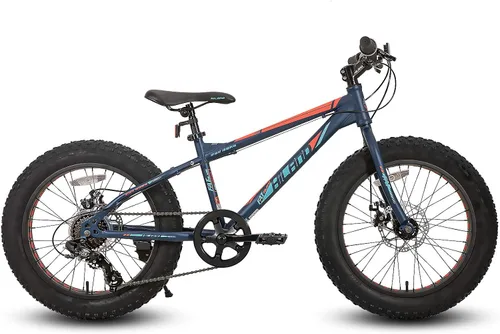 Miniatura 2 de Hiland - Bicicleta de montaña con neumáticos gruesos de 20 pulgadas para niños y niñas de 5 años en adelante, Shimano de 7 velocidades, freno de Azul