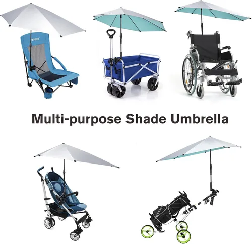 Miniatura 6 de G4Free Sombrilla ajustable UPF 50+ XL con abrazadera universal, protección UV, sombrilla para silla de playa, cochecito, silla de ruedas, carrito