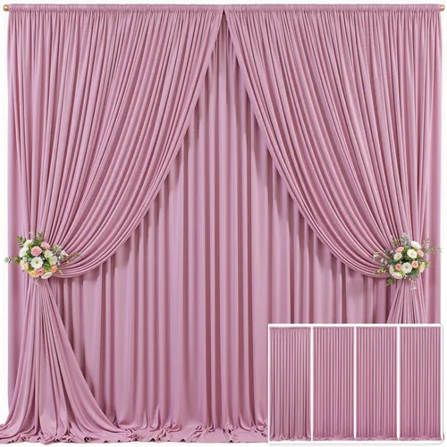 Miniatura 55 de Cortina de fondo beige de 10x10 para bodas y fiestas, cortina de fondo beige sin arrugas para fotos, cortinas de fondo para decoración de baby Gris