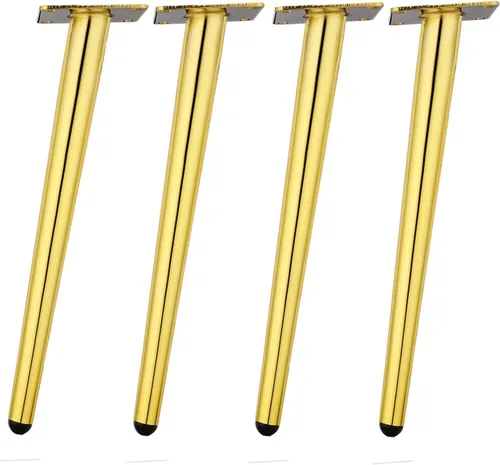 Osring Patas de muebles de 16 pulgadas, patas redondas de metal cónico dorado para mesa, muebles inclinados para gabinete, accesorios para mesa