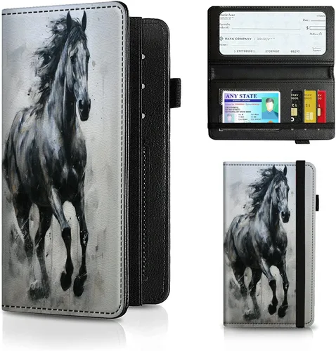 Miniatura 152 de Funda para chequera para hombres y mujeres, cartera de cuero RFID con ranuras para tarjetas de crédito, soporte de cheques duplicados personales