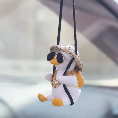 Miniatura 3 de Accesorios para colgar en el espejo del automóvil, lindo adorno de pato oscilante para el tablero de instrumentos (lentes de sol de espejo de patio)