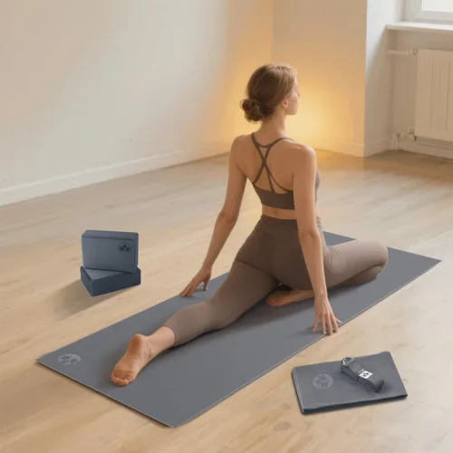 Miniatura 6 de Clever Yoga Juego completo de 7 piezas para principiantes, incluye esterilla de yoga de 0.236 pulgadas de grosor, 2 bloques de yoga, correa de yoga