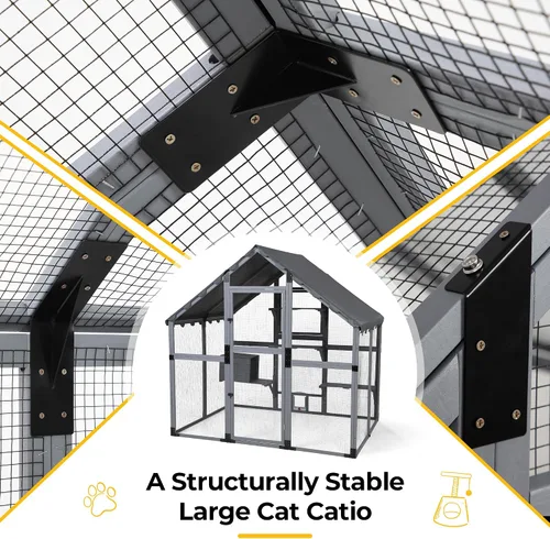 Miniatura 9 de COZIWOW Catio - Casa grande para gatos al aire libre, con conexión de ventana, resistente a la intemperie, condominio, plataforma, casa de animales