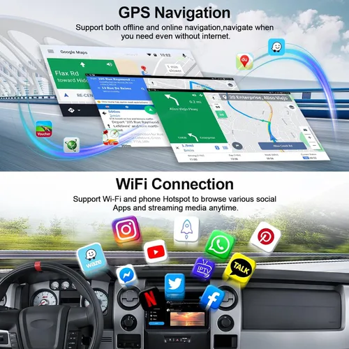 Miniatura 5 de 4G+64G 8 Core Car Radio estéreo para Ford F150 F-150 2009 2010 2011 2012 con Apple Carplay Android Auto 9 "IPS pantalla táctil Android 15 Radio
