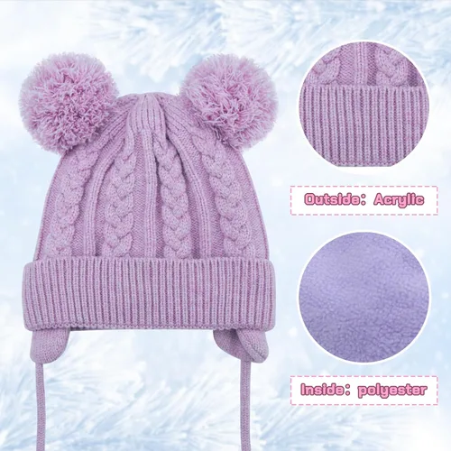 Miniatura 11 de Duoyeree Gorro de invierno para niños pequeños con solapa para las orejas, bufanda gruesa y cálida gorra de calavera para niños y niñas