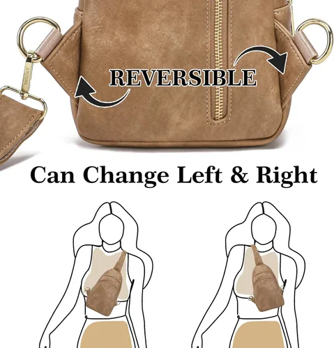 Miniatura 3 de Bolso cruzado pequeño, riñonera para mujeres y hombres, bolso bandolera de cuero para regalos, Estilo 5, color caqui.