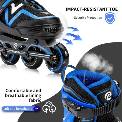 Miniatura 4 de Ruthfot Patines en línea ajustables para niños y niñas con ruedas de luz completa, patines para exteriores para niños y mujeres Azul