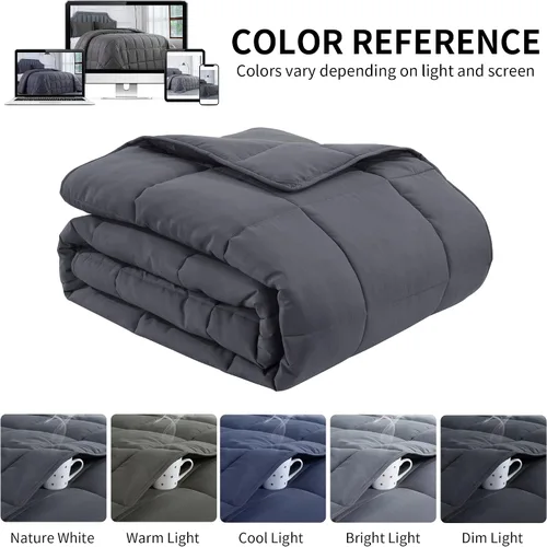 Miniatura 3 de HOMBYS Edredón de tamaño King de Alaska de 136 x 120 pulgadas para todas las estaciones, relleno de edredón de gran tamaño, edredón de cama Gris