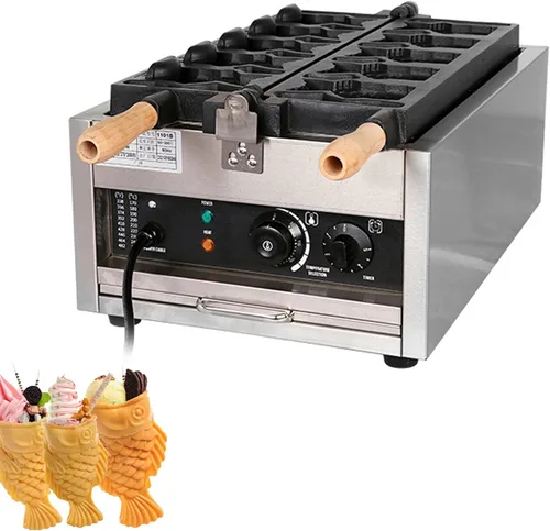 Miniatura 10 de Taiyaki - Plancha para hacer gofres de pescado, máquina eléctrica Taiyaki, máquina para hacer gofres de mermelada o helado de uso comercial