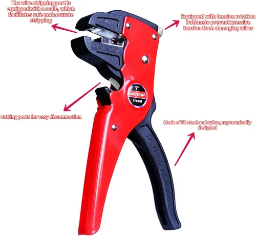 Miniatura 6 de WISEUP Pelacables y cortador automático de tiras rápidas, alicates de punta de águila (7 pulgadas), cortador de cables 2 en 1 para cables