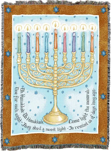 Miniatura 4 de Pure Country Weavers Judy Hand - Manta de Hanukkah de ocho días para regalo, manta tejida de algodón, fabricada en los Estados Unidos