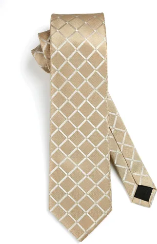 Miniatura 213 de HISDERN Conjunto de corbata a cuadros a cuadros pañuelo tejido clásico formal para hombre corbata y bolsillo cuadrado