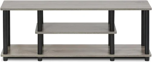 Miniatura 5 de Furinno Turn-N-Tube - Soporte para televisor de 3 niveles, 3D, sin herramientas, para televisores de hasta 50 pulgadas, con tubos redondos
