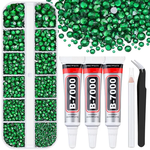 Miniatura 56 de 7000 diamantes de imitación de resina con pinzas para manualidades, diamantes de imitación de gelatina con parte trasera plana de 2/3/4/5/6mm, 4