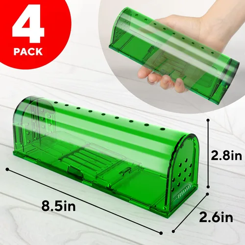 Miniatura 3 de Trampas para ratones compasivas de captura y liberación en paquete de 4 - Perfectas para casa, interior y exterior - Trampas para ratones fáciles