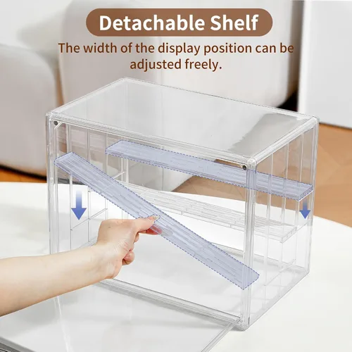 Miniatura 2 de Vitrina para coleccionables, vitrina de acrílico ajustable de 4 capas con puerta magnética, caja de exhibición apilable transparente para figuras, 1