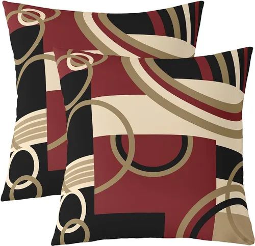 Miniatura 9 de Juego de 2 fundas de almohada abstractas de 16 x 16 pulgadas para niños, niñas, adolescentes, decoración de dormitorio, moderna a rayas, decoración