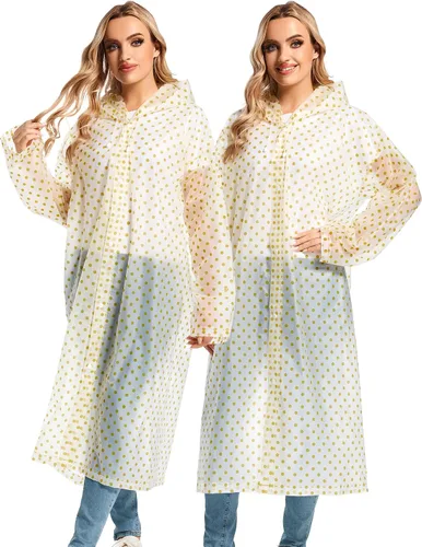 Miniatura 97 de 2 abrigos de lluvia de Borogo para adultos, chaquetas de lluvia reutilizables para hombres y mujeres