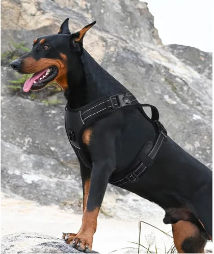 Miniatura 7 de Arnés para perro sin tirones con asa, chaleco táctico reflectante ajustable para perros medianos y grandes, chaleco acolchado de ajuste cómodo