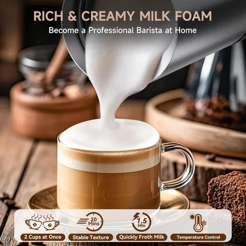 Miniatura 4 de Espumador de leche 4 en 1 para café, espumador automático de espuma fría y caliente, vaporizador de leche de un solo toque y espumador para café