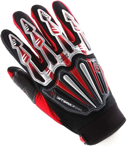 Miniatura 9 de Guantes de diseño de esqueleto, para motocross, moto BMX, MX, ATV, verde, S, Negro