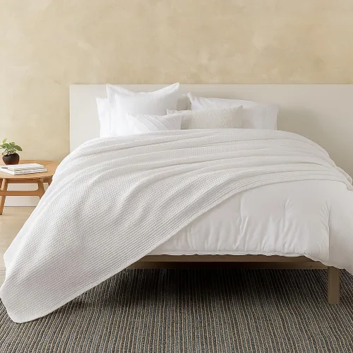 Miniatura 2 de ARlinen Manta 100% de algodón Tencel, ligera, transpirable, suave para todas las estaciones, para sofá, perfecta para personas que duermen con Blanco