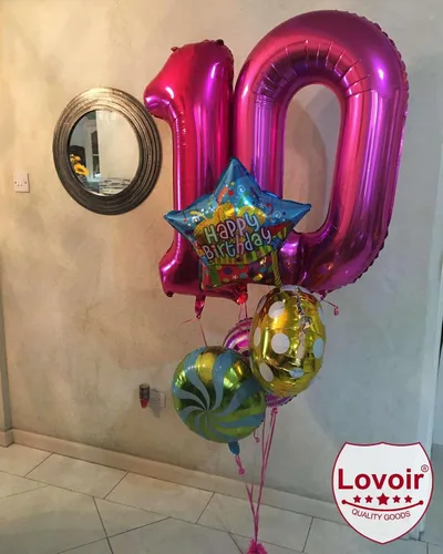 Miniatura 3 de Lovoir Globo rosa intenso de 40 pulgadas, 10 dígitos gigantes, de papel de aluminio de Mylar para helio, globos de color rosa intenso para fiesta