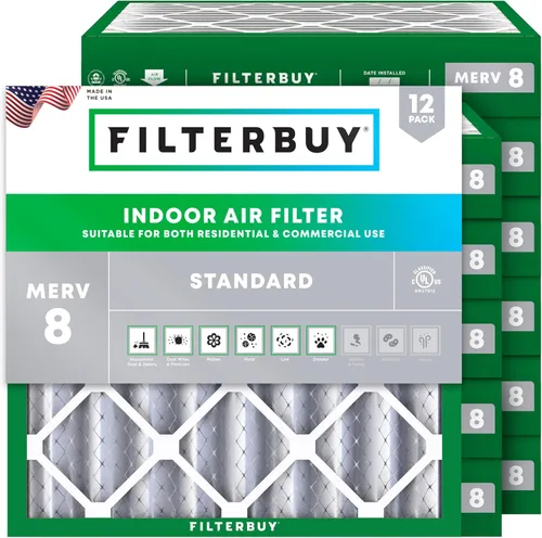 Miniatura 45 de Filterbuy - Filtro de aire de 16 x 25 x 1 pulgadas, MERV 8, Defensa Esencial contra el Polvo y las Alergias (paquete de 12), Filtros plisados