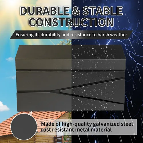 Miniatura 6 de Ydocabinit Buzón de montaje en pared, buzón de gran capacidad para casa, caja de correo metálica de acero galvanizado a prueba de óxido, buzones