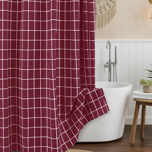 Miniatura 12 de Biscaynebay - Cortinas de ducha de tela texturizada 72" X 72", cortinas de baño de estilo granja modernas con estampado de cuadros en blanco y Negro