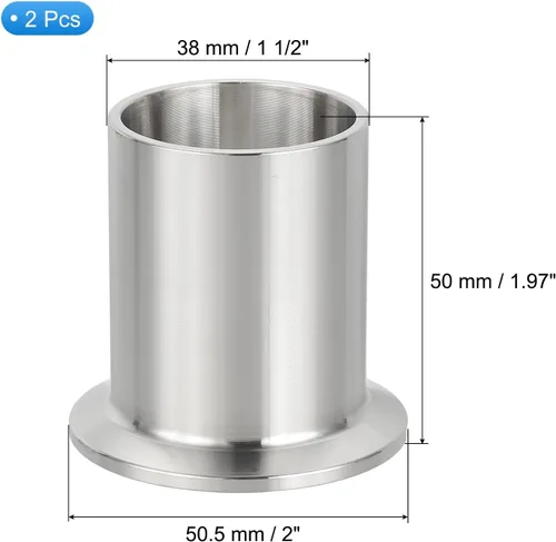 Miniatura 2 de PATIKIL Accesorio sanitario de acero inoxidable 304, 2 piezas de abrazadera de soldadura larga Montaje de tubería de virola de 1 1/2 "(38 mm) Tubo