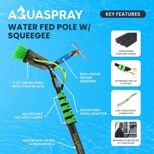 Miniatura 2 de Kit de cepillo y poste de limpieza de panel solar de alcance de 24 pies Sistema de limpieza de ventanas Sistema de limpieza de paneles solares