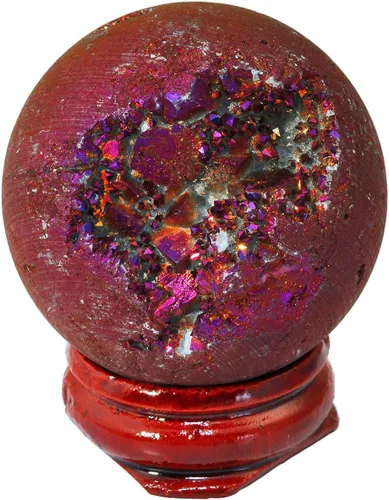 Miniatura 3 de SUNYIK - Bola esfera drusa geoda con revestimiento de titanio, bola de cuarzo de vidrio, gema de ágata, escultura decorativa, curación.