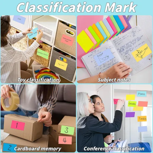 Miniatura 6 de 36 blocs de notas adhesivas de 3 x 5 pulgadas, 12 colores autoadhesivos, multicolor, bloc de notas rectangulares brillantes y coloridas