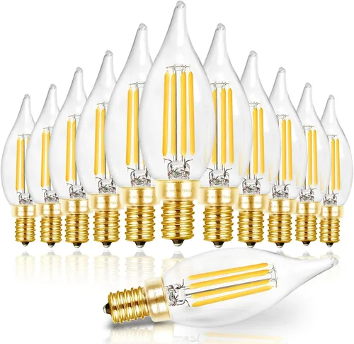 Hizashi Bombillas LED de candelabro, E12, 40W regulables, CRI 90+, 4W, 450 lm, 5000K blanco diurno, bombillas de araña CA10, bombillas de vela con