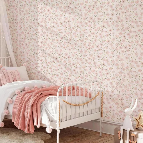 Miniatura 3 de JiffDiff Papel tapiz floral para despegar y pegar, papel de pared de margaritas rosas, flores de verano, habitación de guardería, papel de contacto