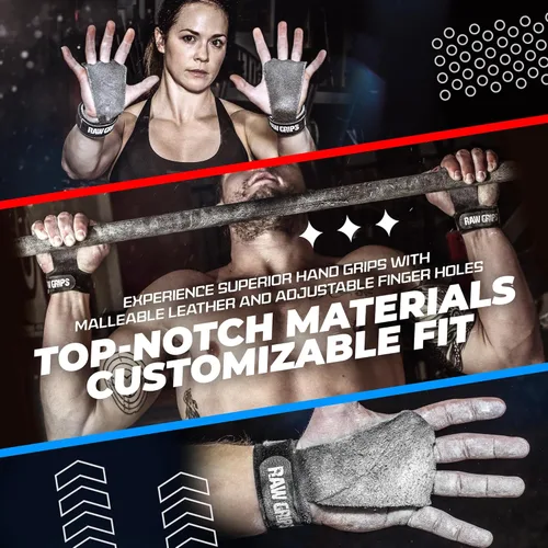 Miniatura 7 de JerkFit Raw Grips 3.0, Agarres de Gimnasia de Cuero de 2 Dedos - Agarres para Dominadas para Protección de Manos en Entrenamiento Cruzado - Agarres