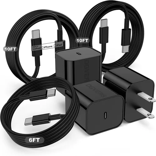 Miniatura 7 de Cargador rápido para iPhone 17 16 15, cable de carga rápida, 6+10 pies USBC a USBC y bloque tipo C de 20W para iPhone 17 Air, 16e, 17 16 15