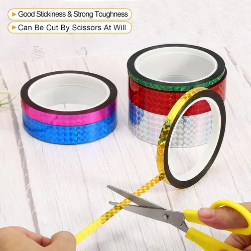 Miniatura 4 de PATIKIL Cinta prisma de 0.2 pulgadas x 55 yardas, adhesivo reflectante holográfico metalizado para detallar decoración de pared, arte de decoración