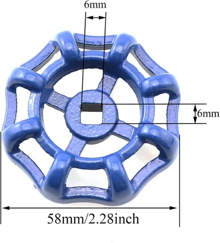 Miniatura 4 de Manija redonda de la rueda del grifo exterior del hierro fundido, manguera babero grifo de agua 0.236x0.236 in, azul