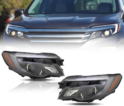 Miniatura 10 de Conjunto de faros delanteros compatible con Honda Pilot (2016-2018), Ridgeline (2017-2020) Faro halógeno certificado CAPA, izquierda/lado