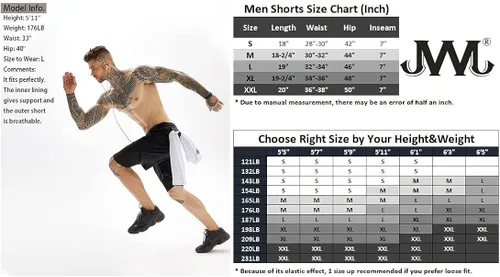 Miniatura 7 de JWJ Men's 2 in 1 Workout Running Shorts 7 Inch Lightweight Athletic Gym Shorts with Compression Liner