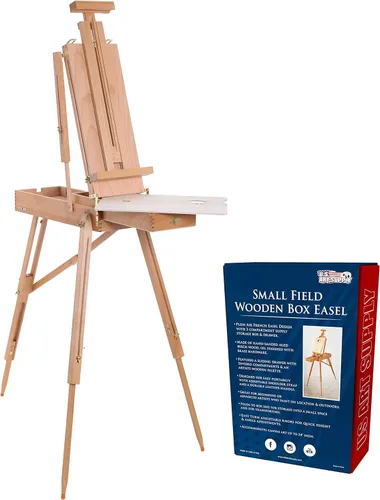 U.S. Art Supply Coronado - Caballete pequeño de madera estilo francés para campo y estudio, caballete de arte para adultos, cajón, paleta, soporte